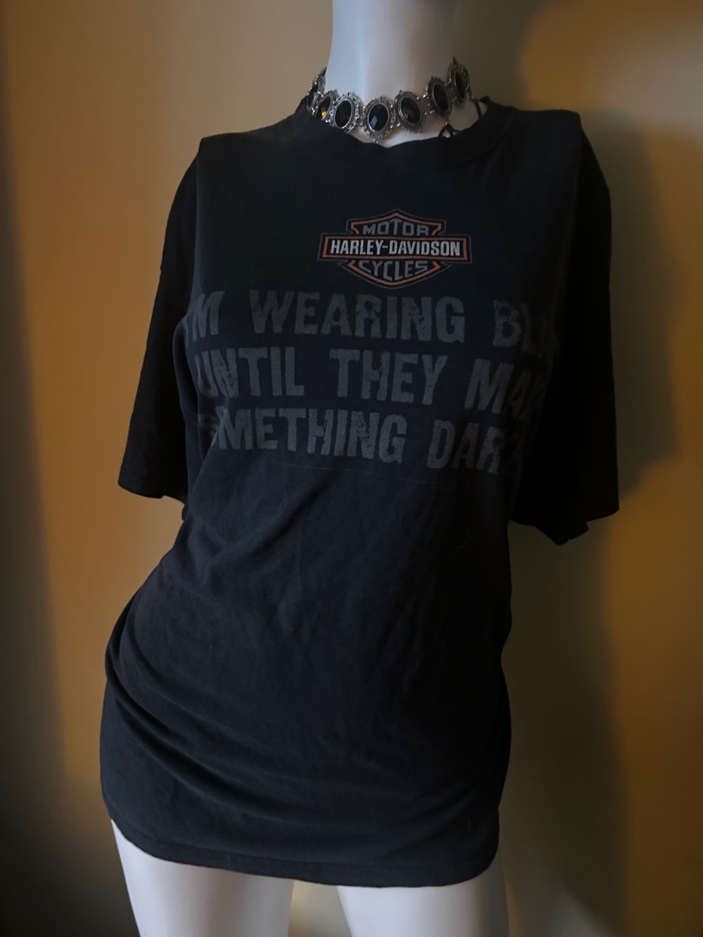 Harley-Davidson Black Short Sleeve Logo Tee with Subtle Gray Print